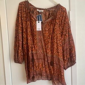 Rose & Olive Women's Floral Rust Blouse